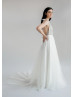 Tied Shoulder Straps Pearl Embellished Unique Wedding Dress Tied Shoulder Straps Pearl Embellished Unique Wedding Dress